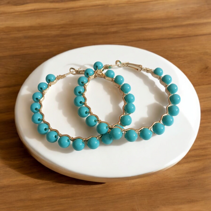 Blue Pearl Kini Hoop Earrings