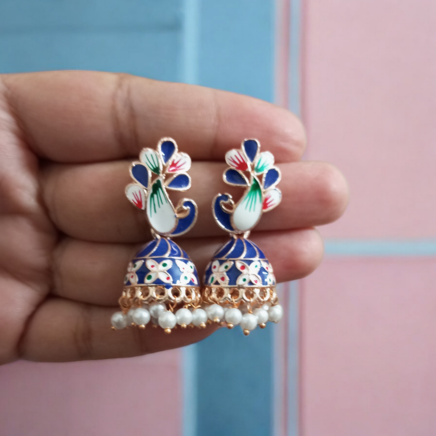 Veena Small Pearl Jhumki Earrings