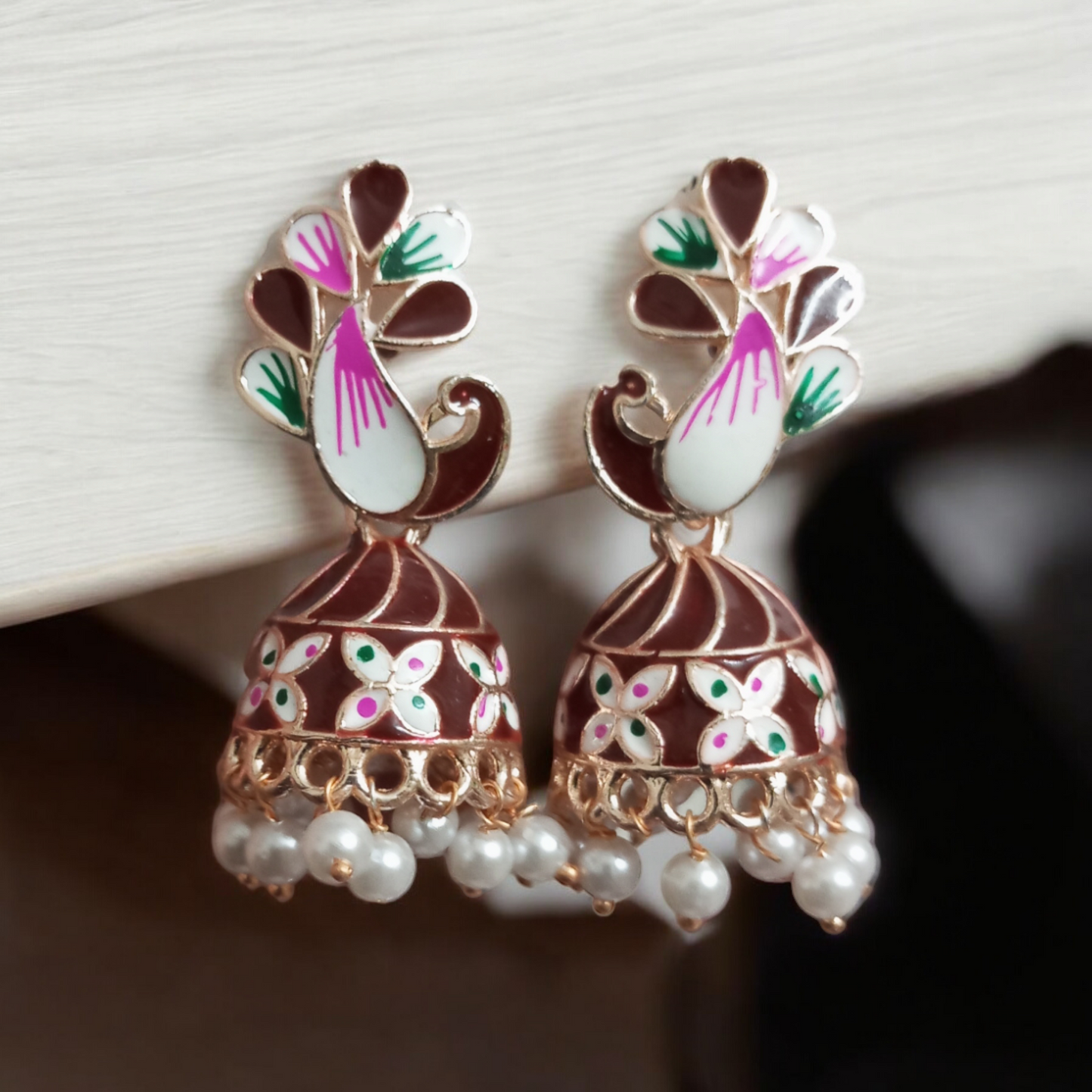 Veena Small Pearl Jhumki Earrings