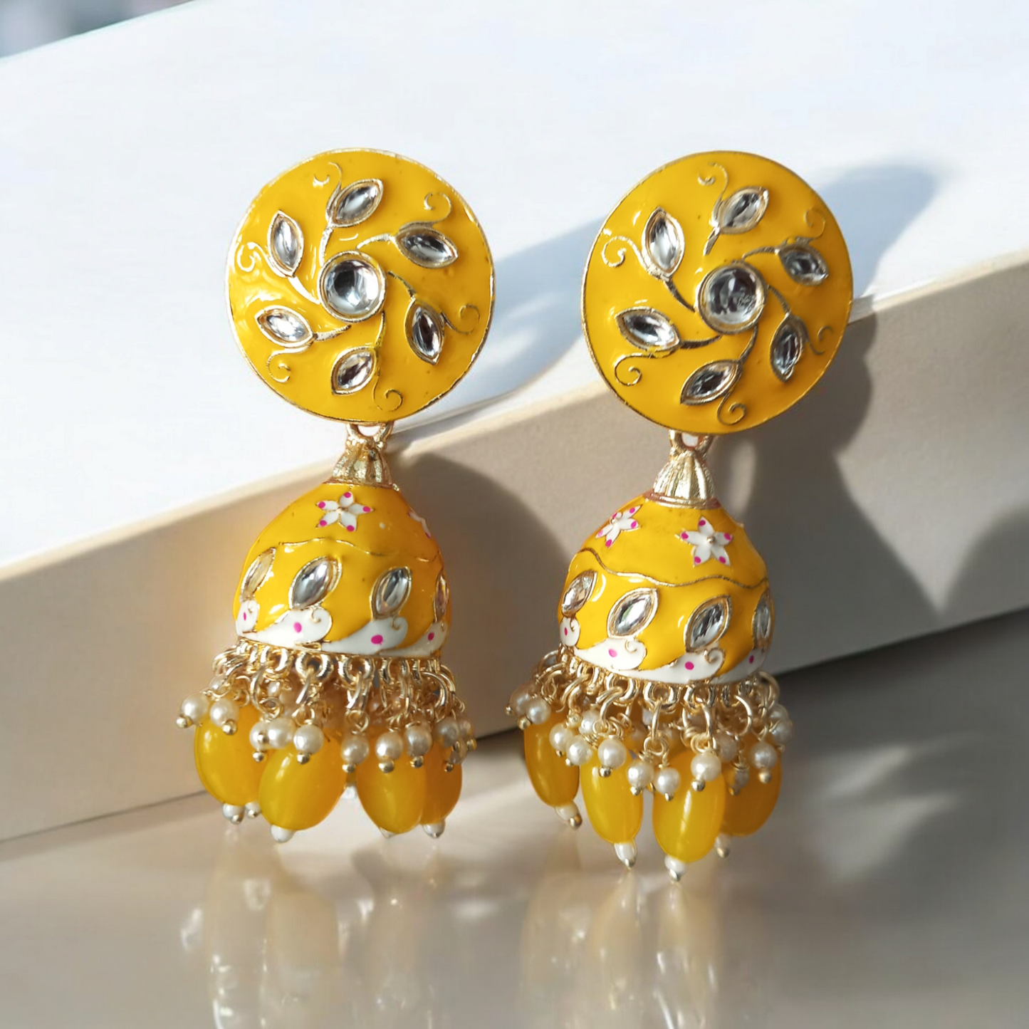 Hrisha Yellow Jhumka Earrings