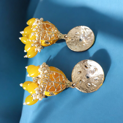 Hrisha Yellow Jhumka Earrings