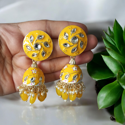 Hrisha Yellow Jhumka Earrings