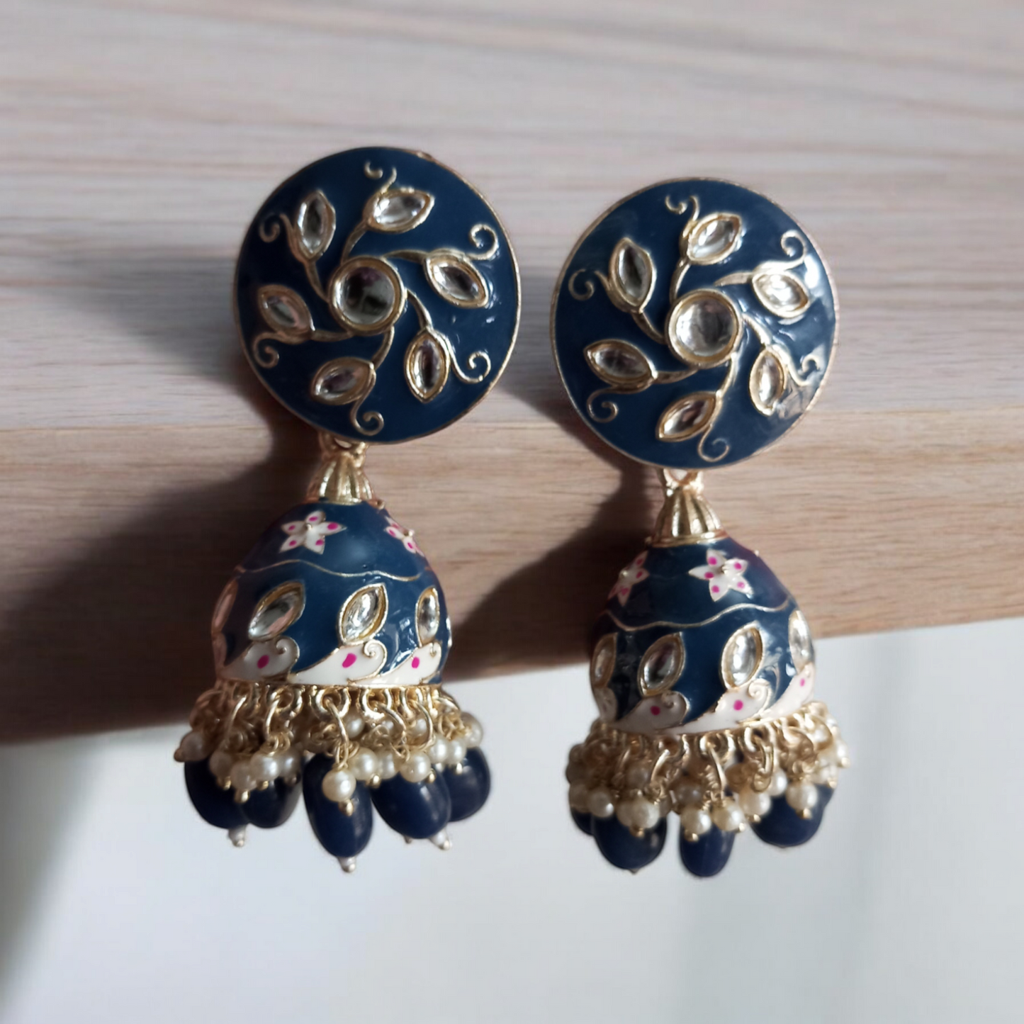 Hrisha Blue Jhumka Earrings