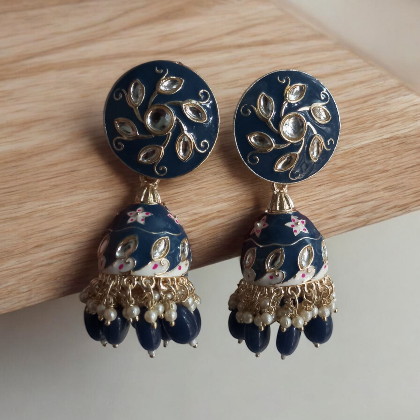 Hrisha Blue Jhumka Earrings