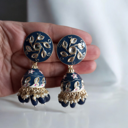 Hrisha Blue Jhumka Earrings