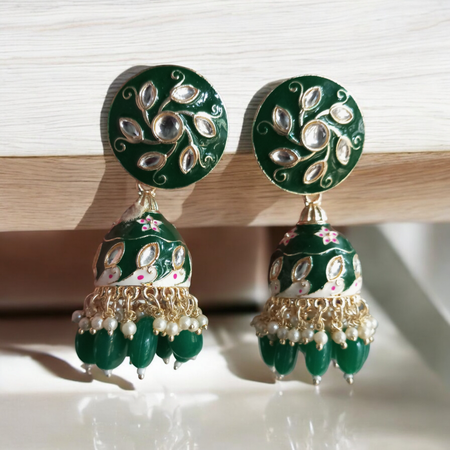 Hrisha Green Jhumka Earrings