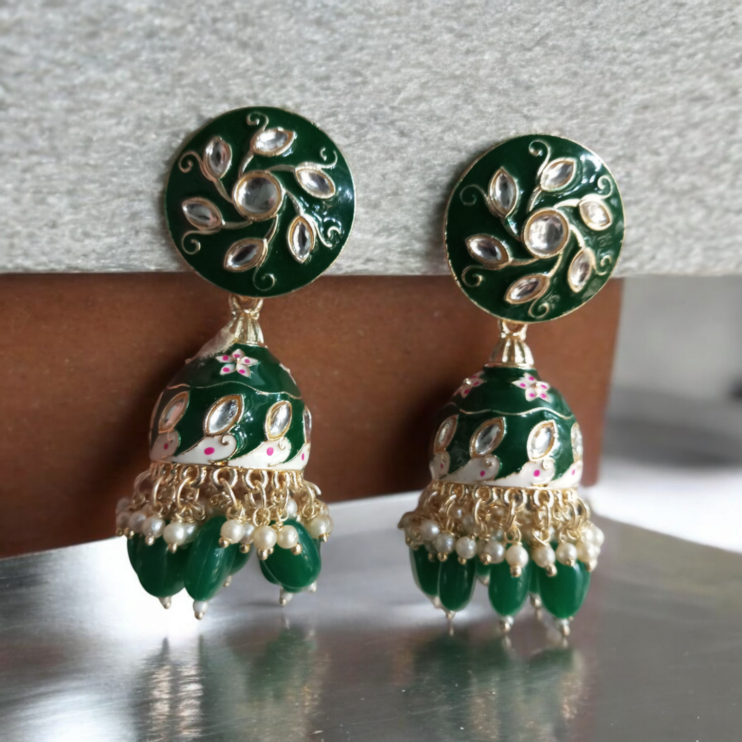 Hrisha Green Jhumka Earrings