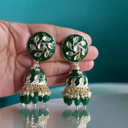 Hrisha Green Jhumka Earrings