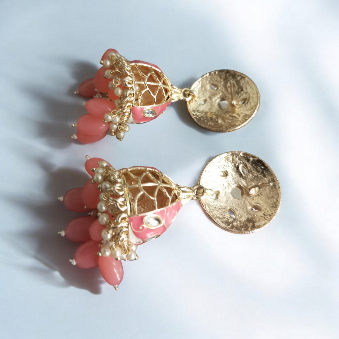 Hrisha Peach Jhumka Earrings