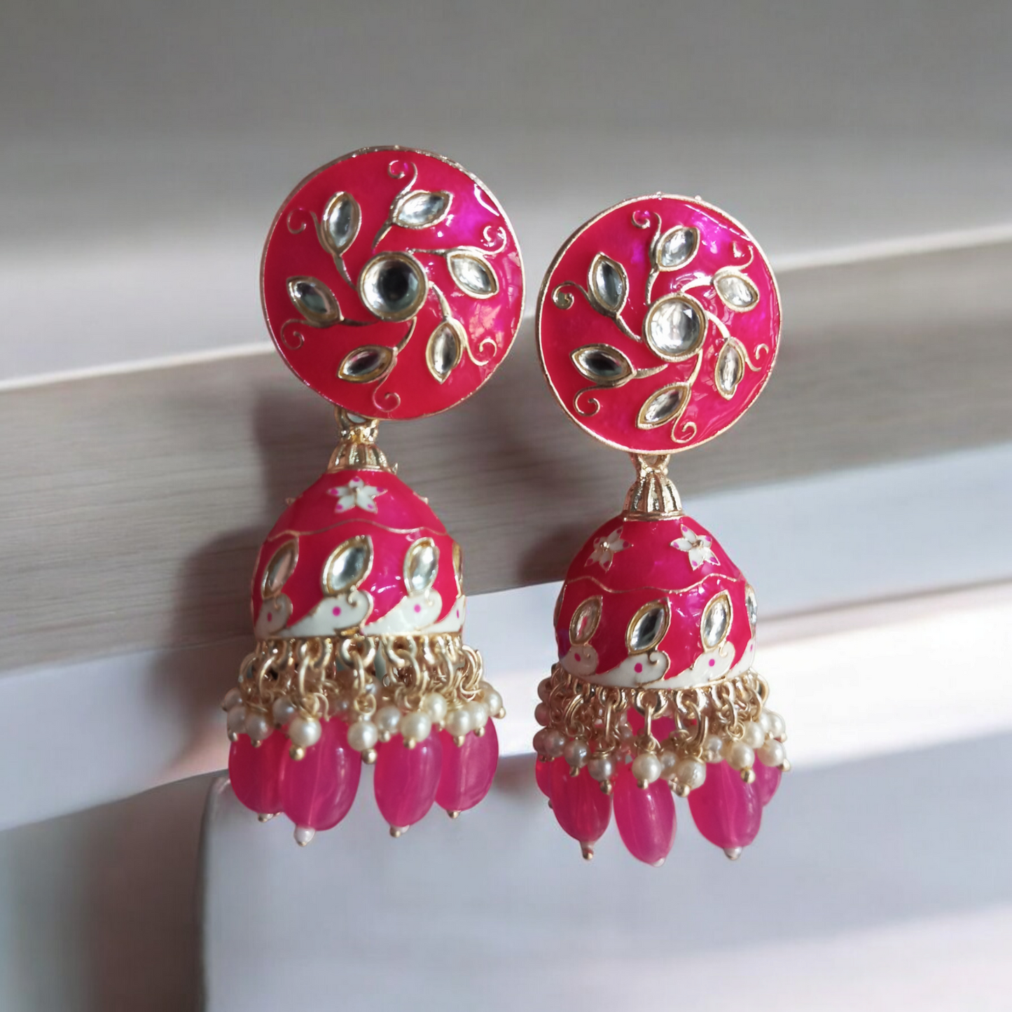 Hrisha Rani Pink Jhumka Earrings