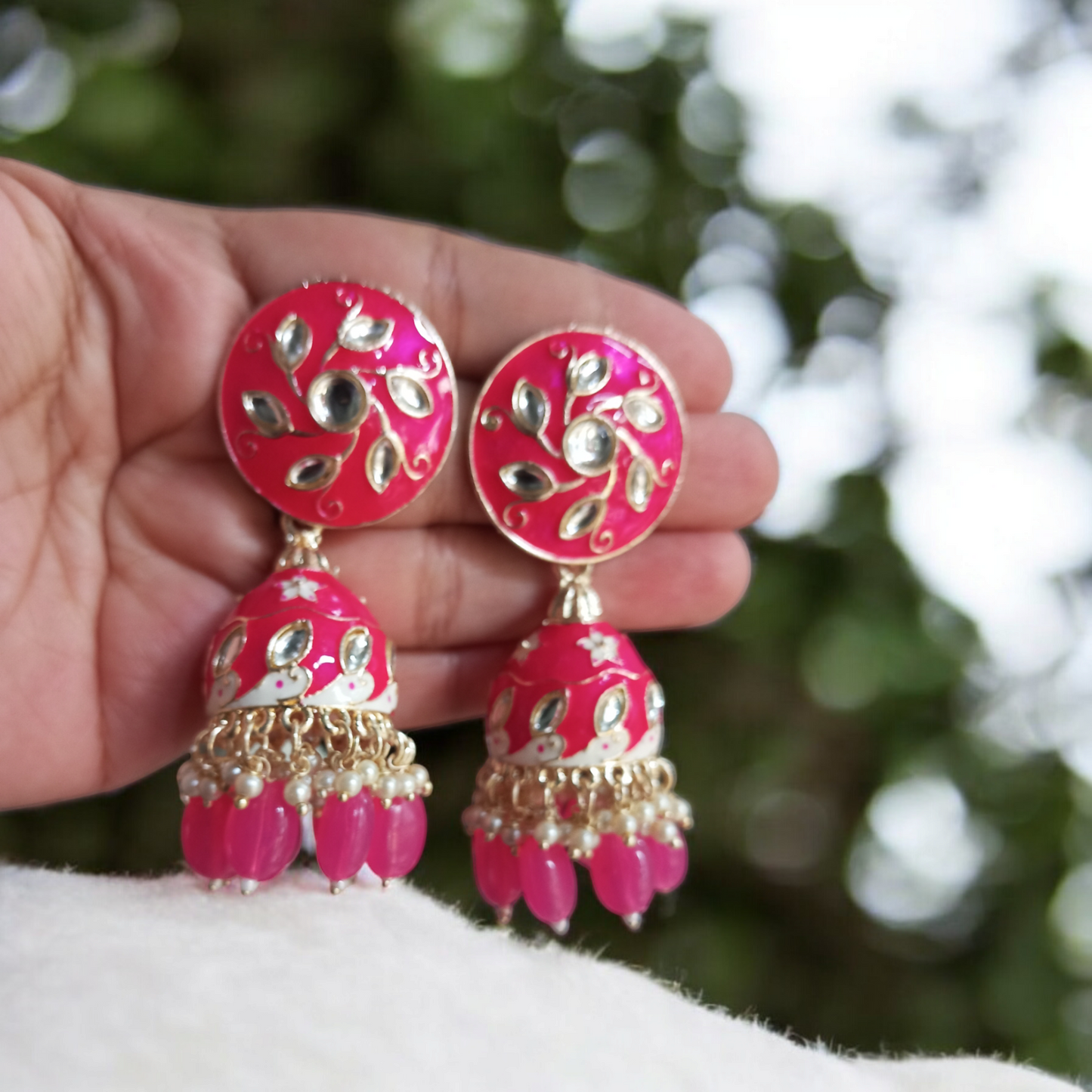 Hrisha Rani Pink Jhumka Earrings