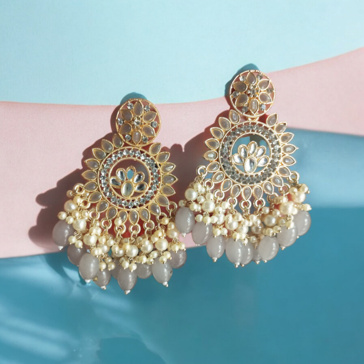 Nakshatra Gray Chandbali Earrings