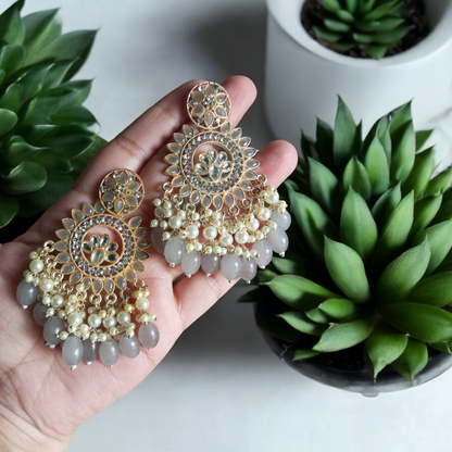 Nakshatra Gray Chandbali Earrings