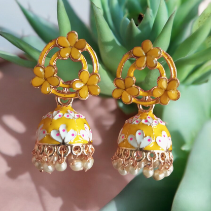 Shagun Yellow Jhumka Earrings