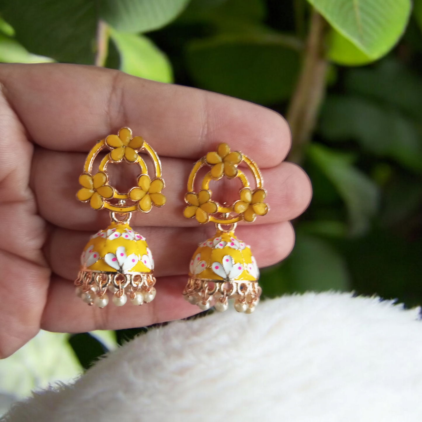 Shagun Yellow Jhumka Earrings