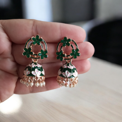 Shagun Green Jhumka Earrings