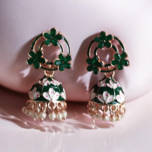 Shagun Green Jhumka Earrings