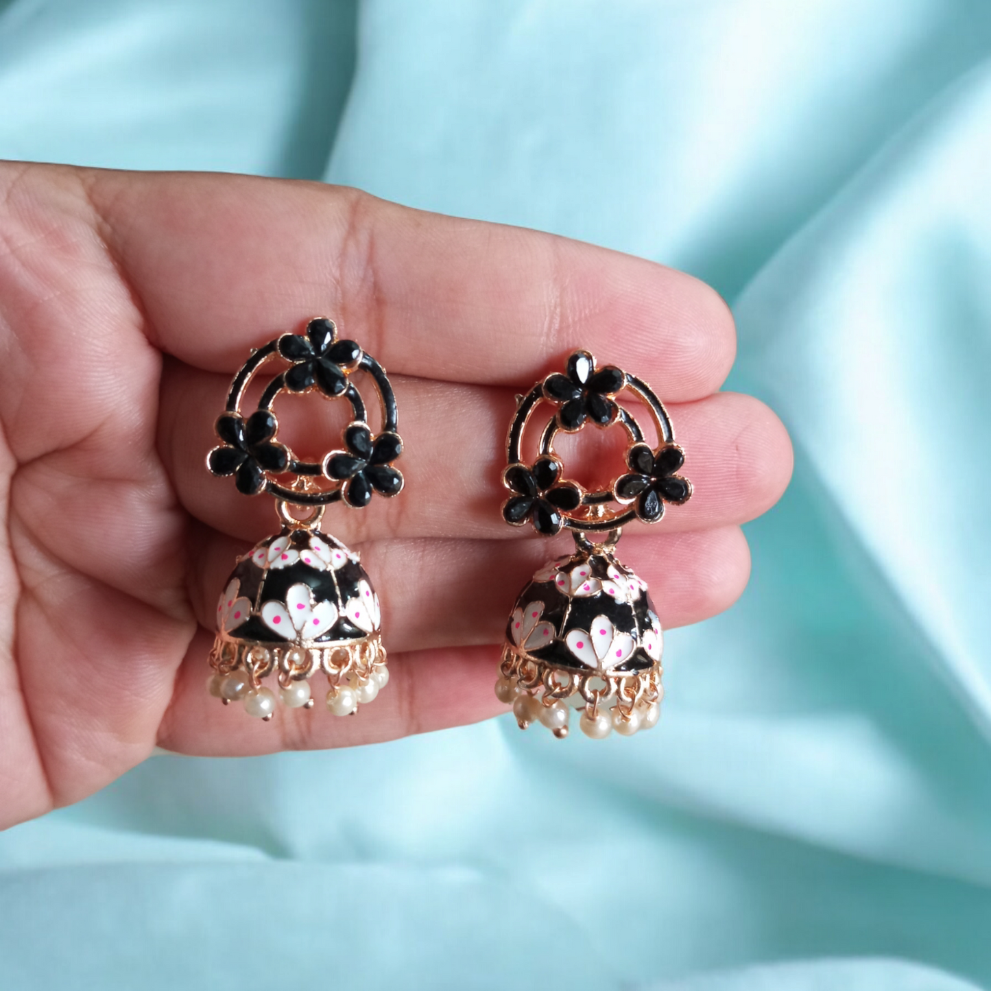 Shagun Black Jhumka Earrings