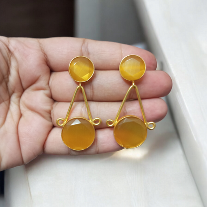 Contemporary Charm Golden Earrings