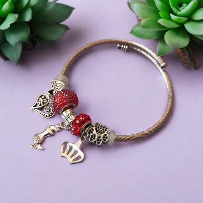 Red Silver Adjustable Bracelet v1