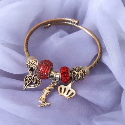 Red Silver Adjustable Bracelet v1