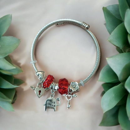 Red Silver Adjustable Bracelet v2