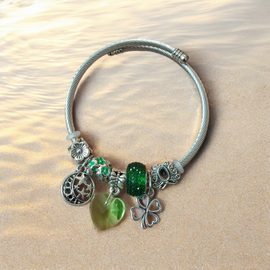 Green Silver Adjustable Bracelet v1