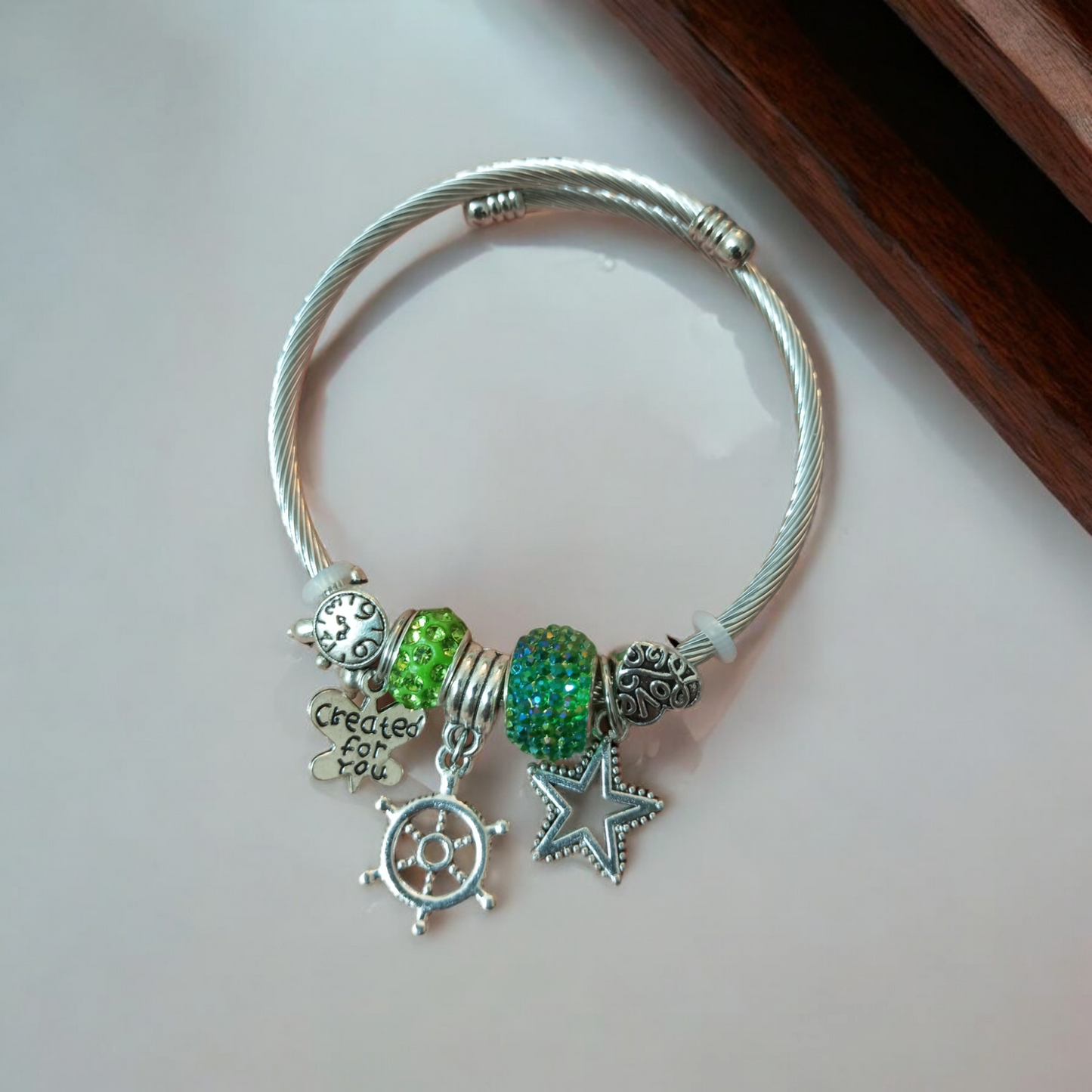 Green Silver Adjustable Bracelet v3