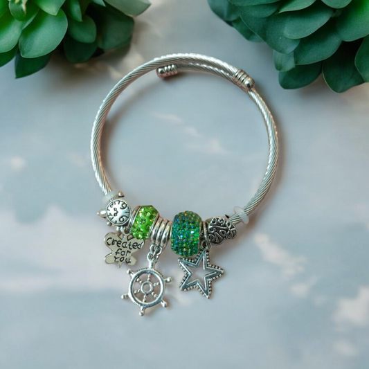 Green Silver Adjustable Bracelet v3