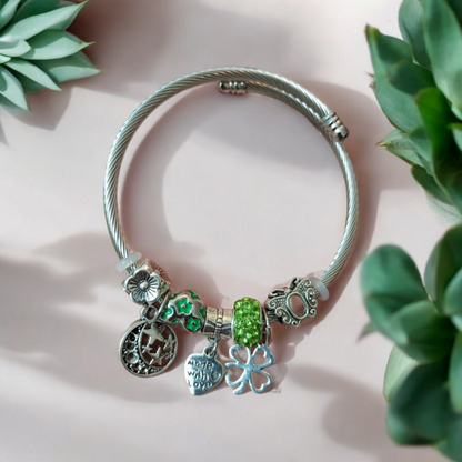 Green Silver Adjustable Bracelet v4