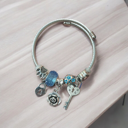 Blue Silver Adjustable Bracelet v1