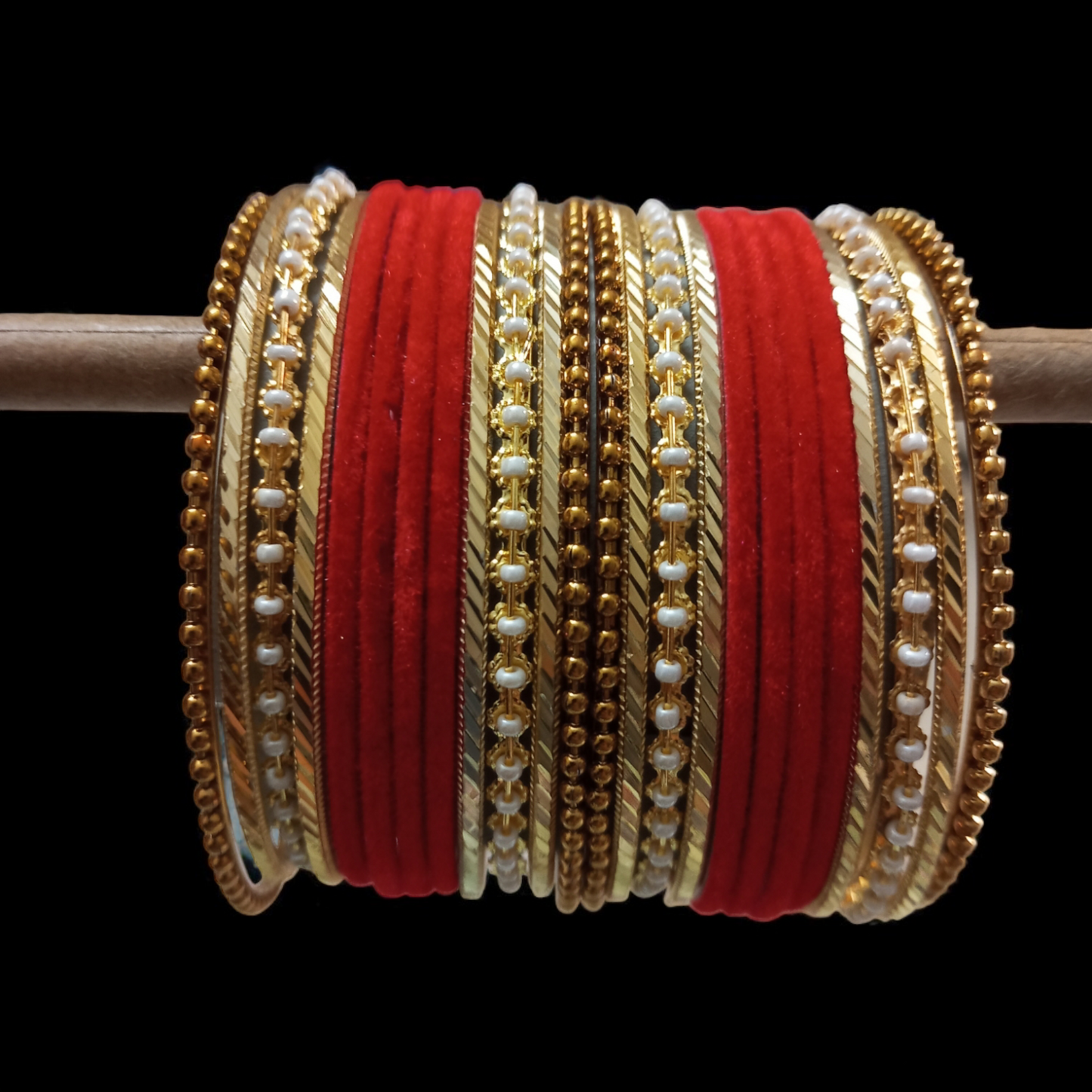 Red Metal Bangles Set