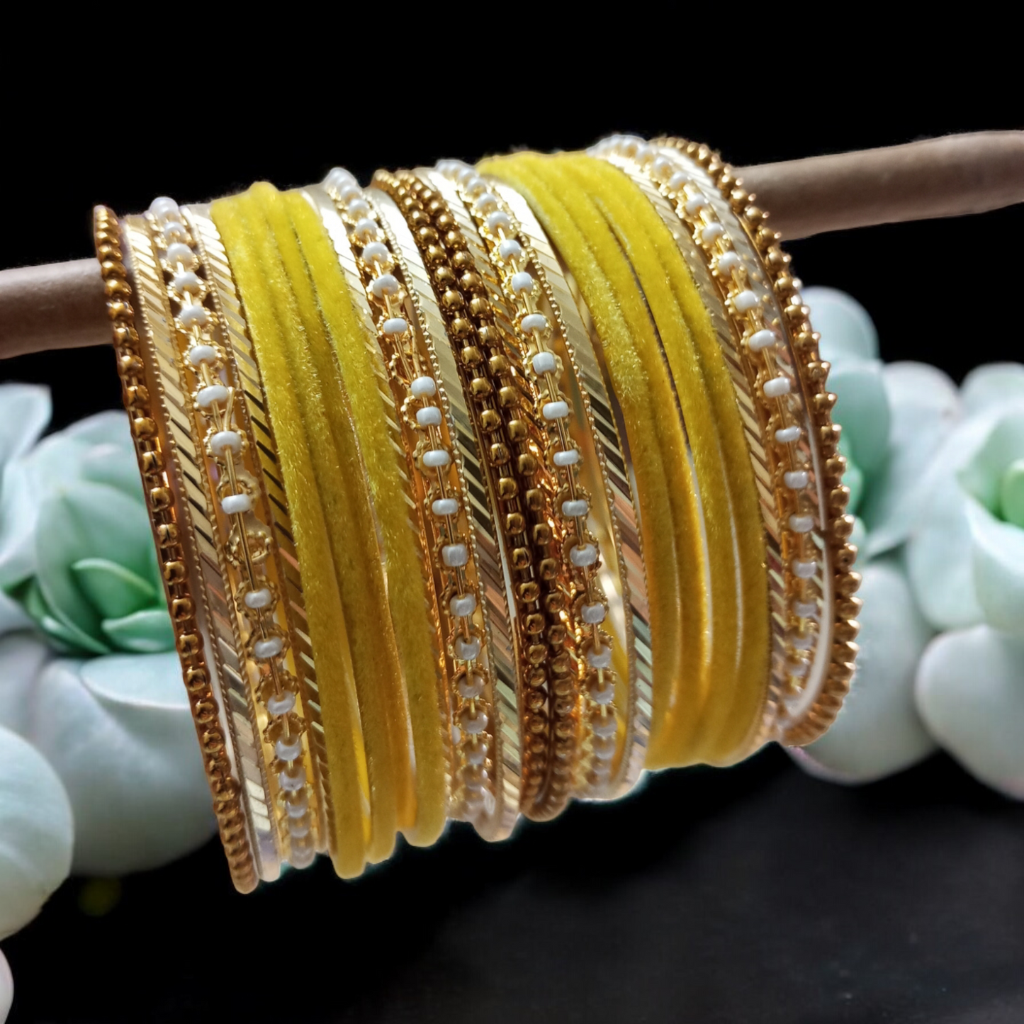 Yellow Metal Bangles Set