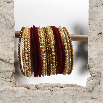 Maroon Bangles Set