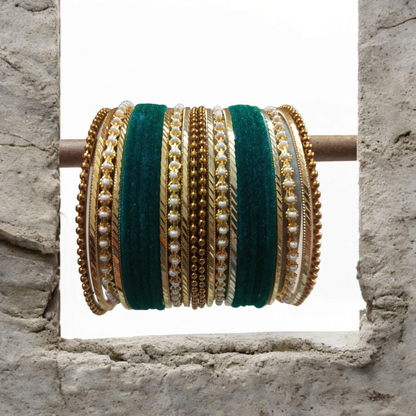 Rama Green Metal Bangles Set