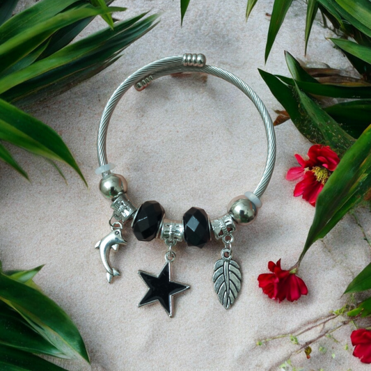 Black Charm Adjustable Bracelet