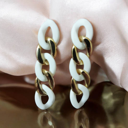 Contemporary White Gold Earrings