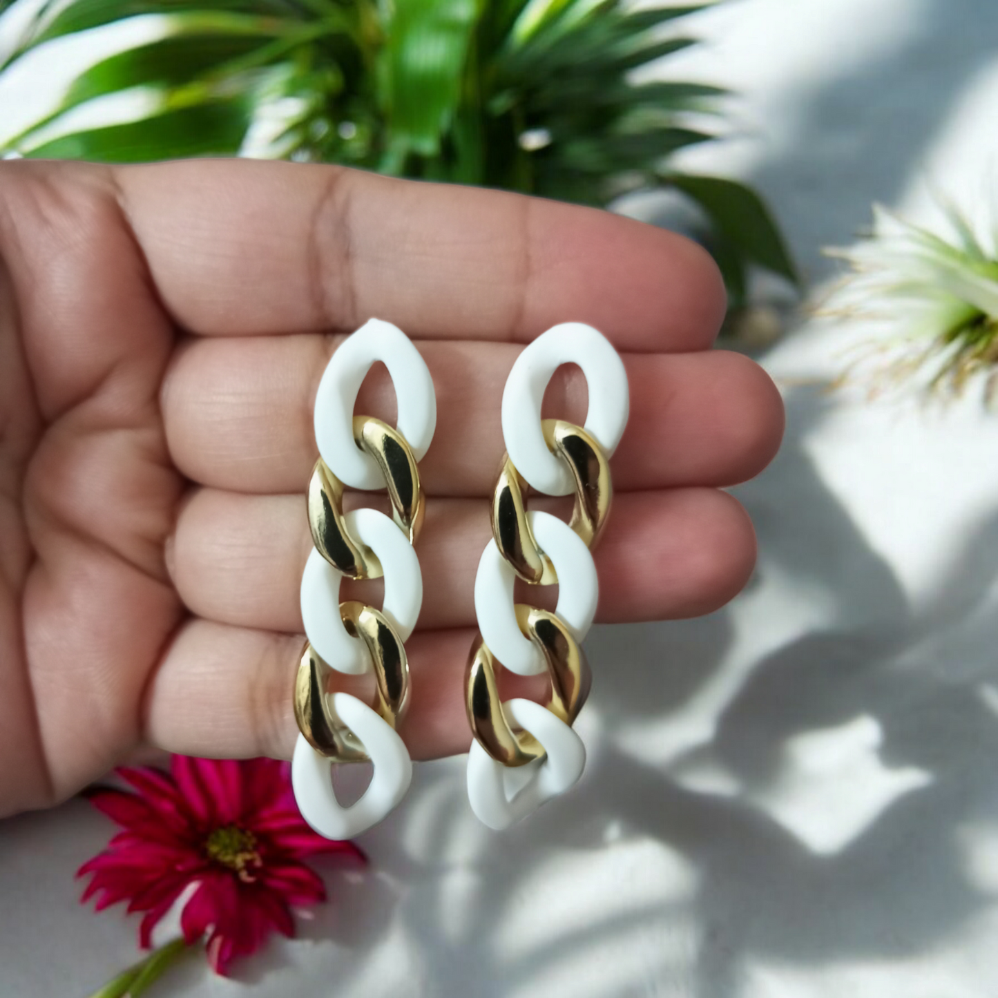 Contemporary White Gold Earrings