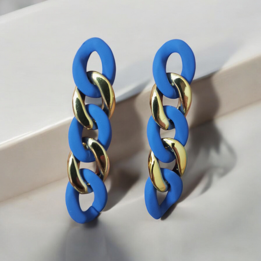 Contemporary Blue Gold Earrings