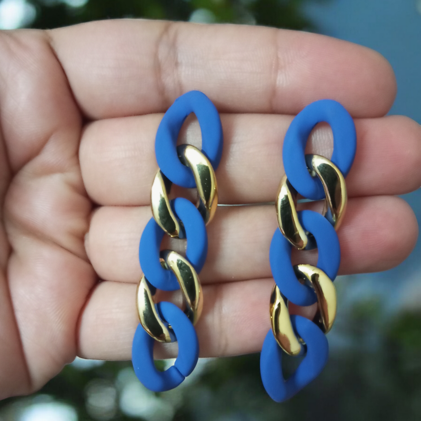 Contemporary Blue Gold Earrings