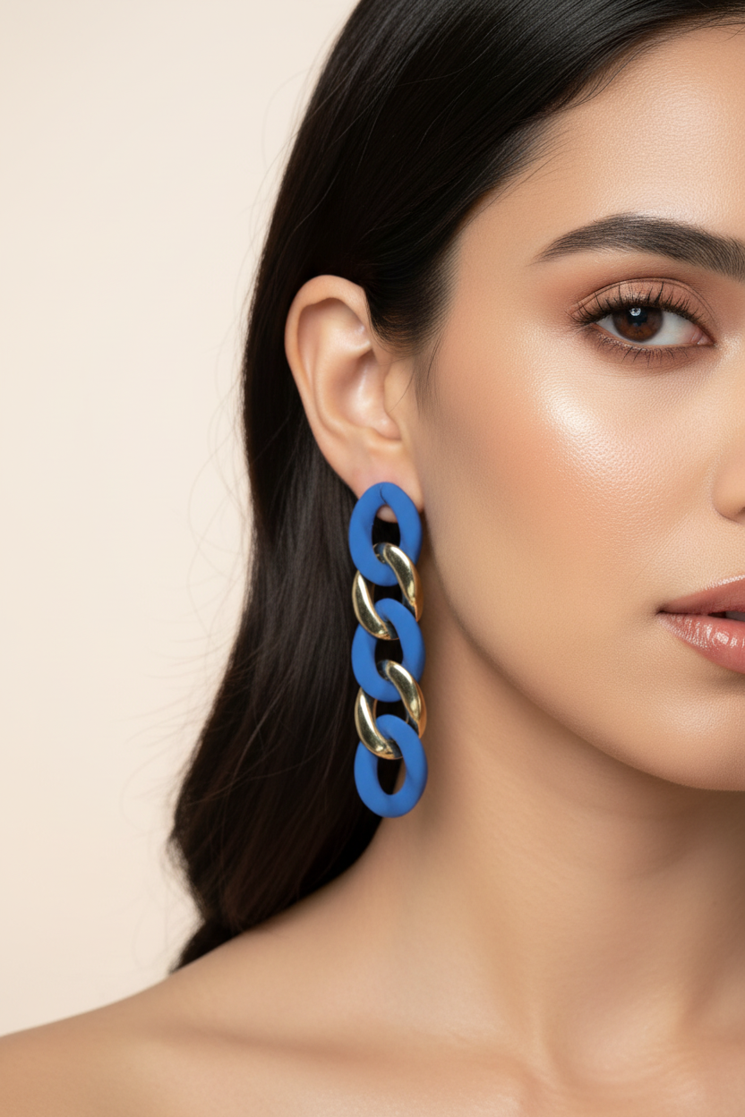 Contemporary Blue Gold Earrings