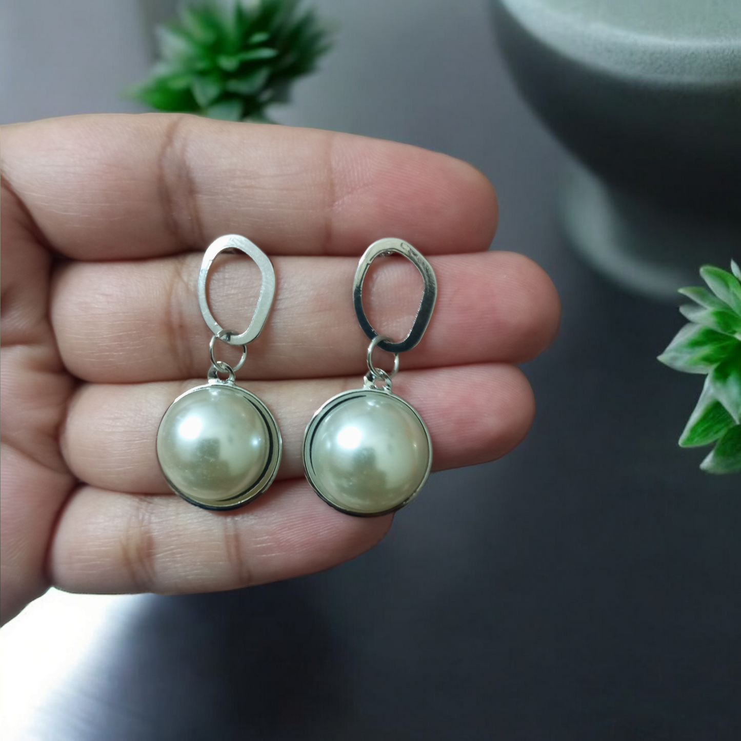 Half Pearl Drop Earrings