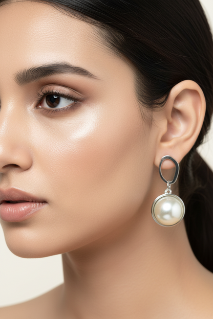 Half Pearl Drop Earrings