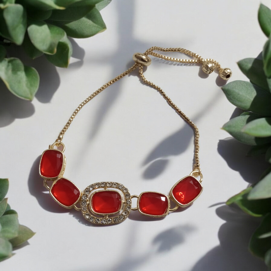 Kundan Red2 Adjustable Bracelet