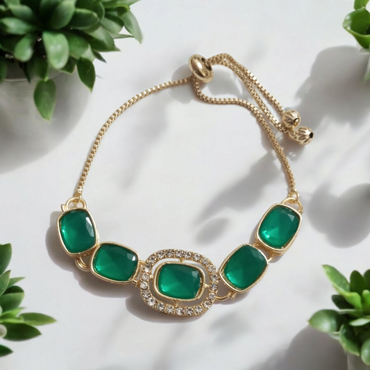 Kundan Green Adjustable Bracelet