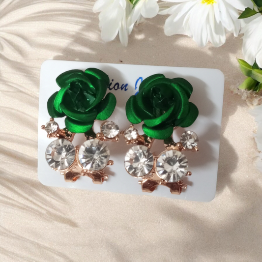 Green Flower Earrings