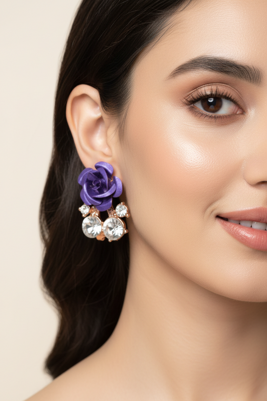Purple Flower Earrings