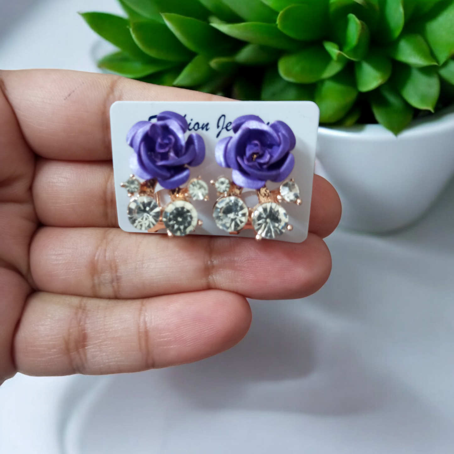 Purple Flower Earrings