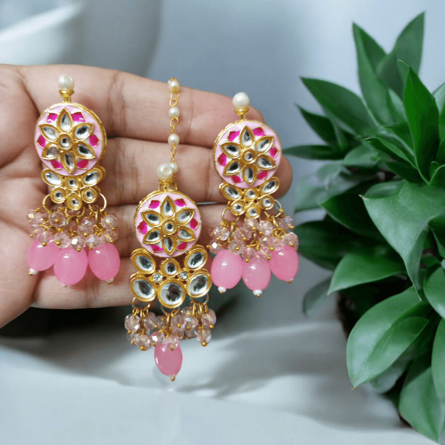 Vidisha Baby-Pink Necklace Set