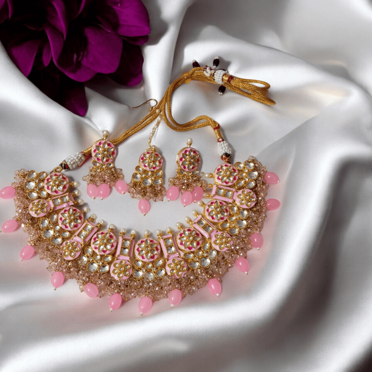 Vidisha Baby-Pink Necklace Set